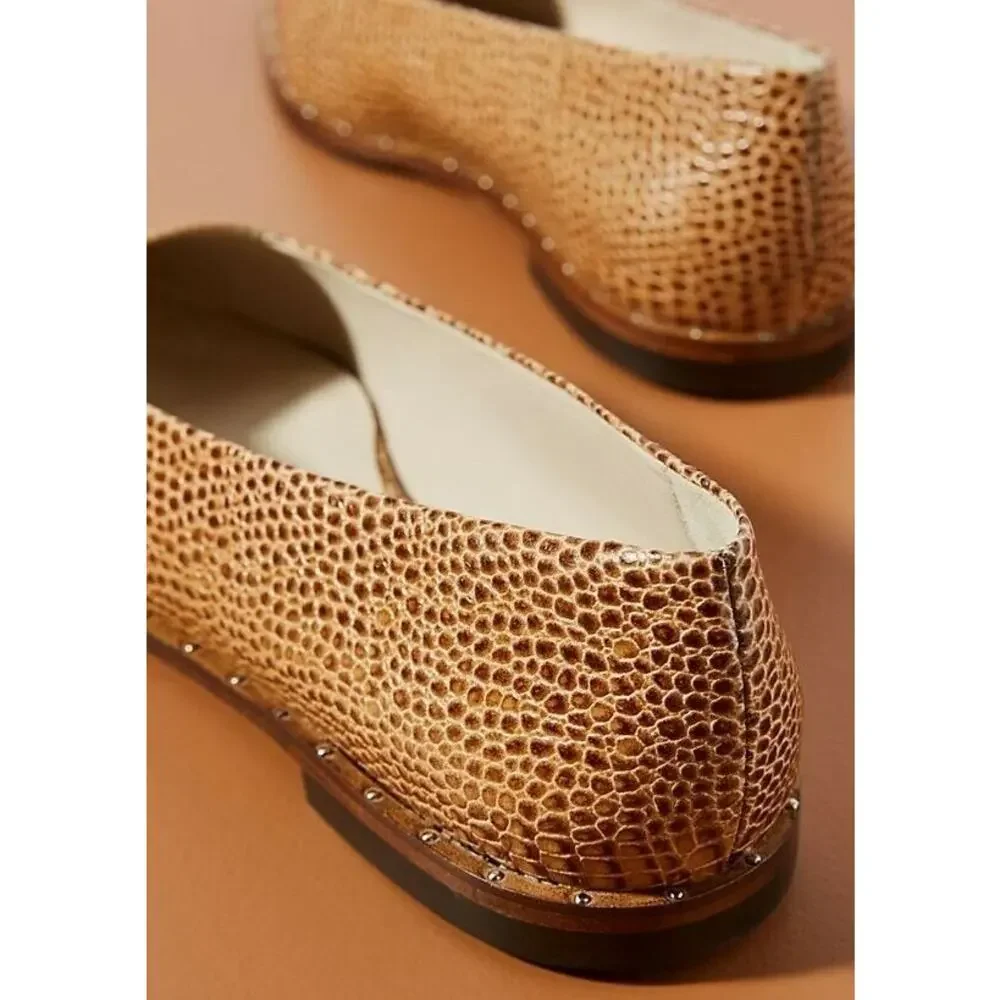 NWOB Anthropologie Freda Salvador LISA 7 Croc Embossed Leather Pointed Flats Sz8
